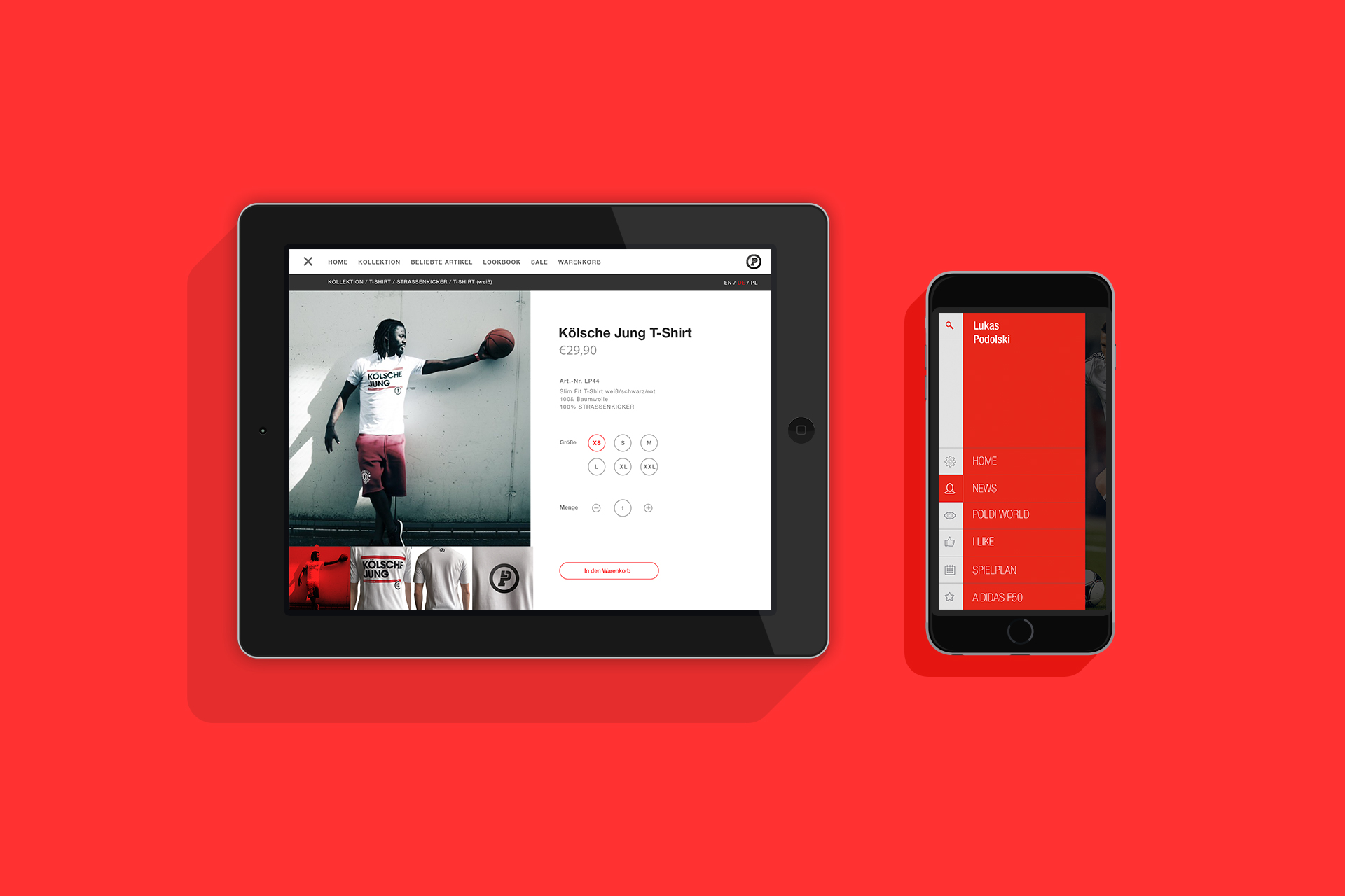 Projekt Lukas Podolski App und Online Shop - Jan-Philipp Alker - Designer - Südsolutions
